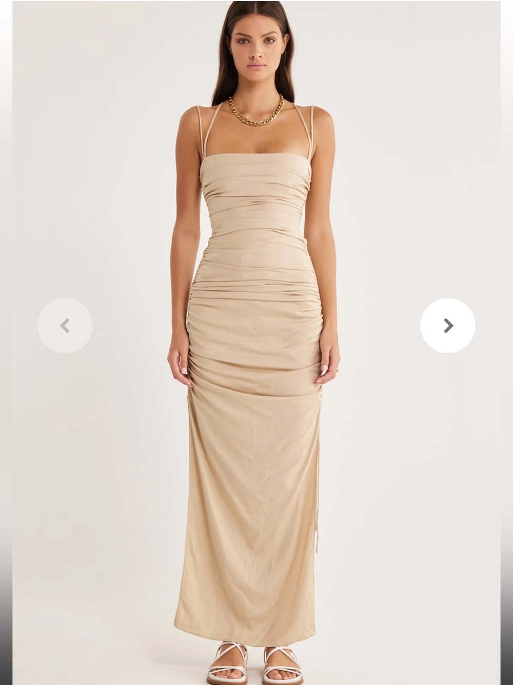NWT Rumer Mecca Midi Dress Nude